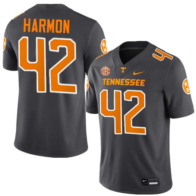 #42 Braylon Harmon UT Vols Jerseys,Tennessee Volunteers College Football Jerseys Stitched-Smoke Grey